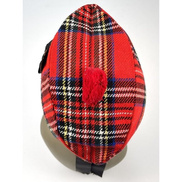 VTG SIZE 6.5 52cm Red Tartan Plaid Scottish Highland GLENGARRY Cap Made Scotland - Picture 5 of 9